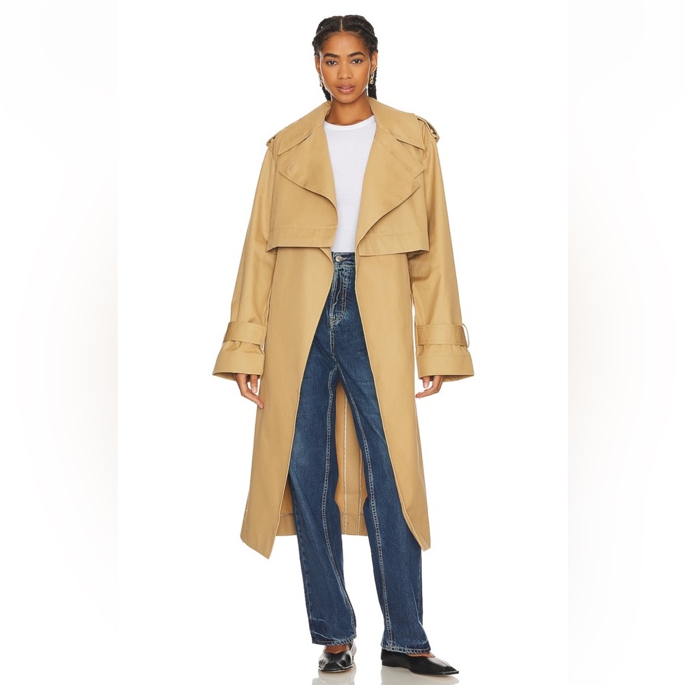 NWT GRLFRND The Convertible Trench Coat in British Tan in S/M